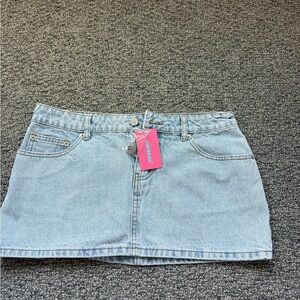 Edikted Light Blue Denim Mini Skirt